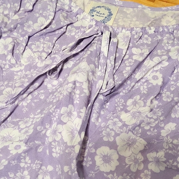 Blue Rain Violet & White Floral Short Sleeve Lolita Top - Picture 3 of 8